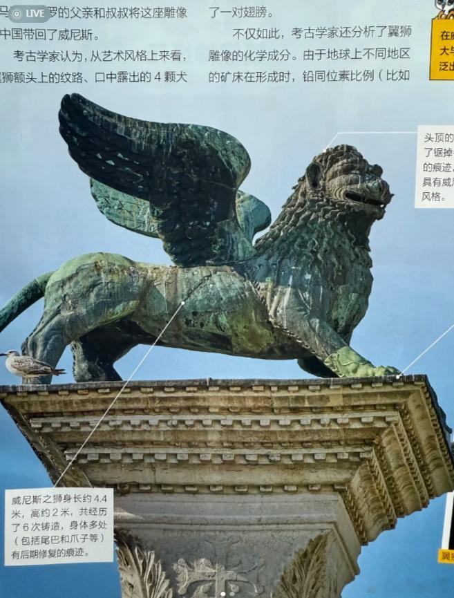 意大利威尼斯之狮，大概率是中国唐朝的在一本儿童杂志上看到了这个——圣马可广场上的