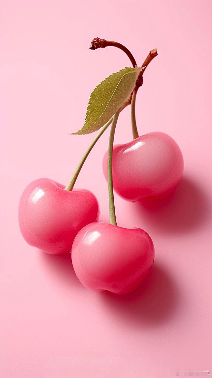 晶莹剔透粉扑扑樱桃水果壁纸...🍒​​​