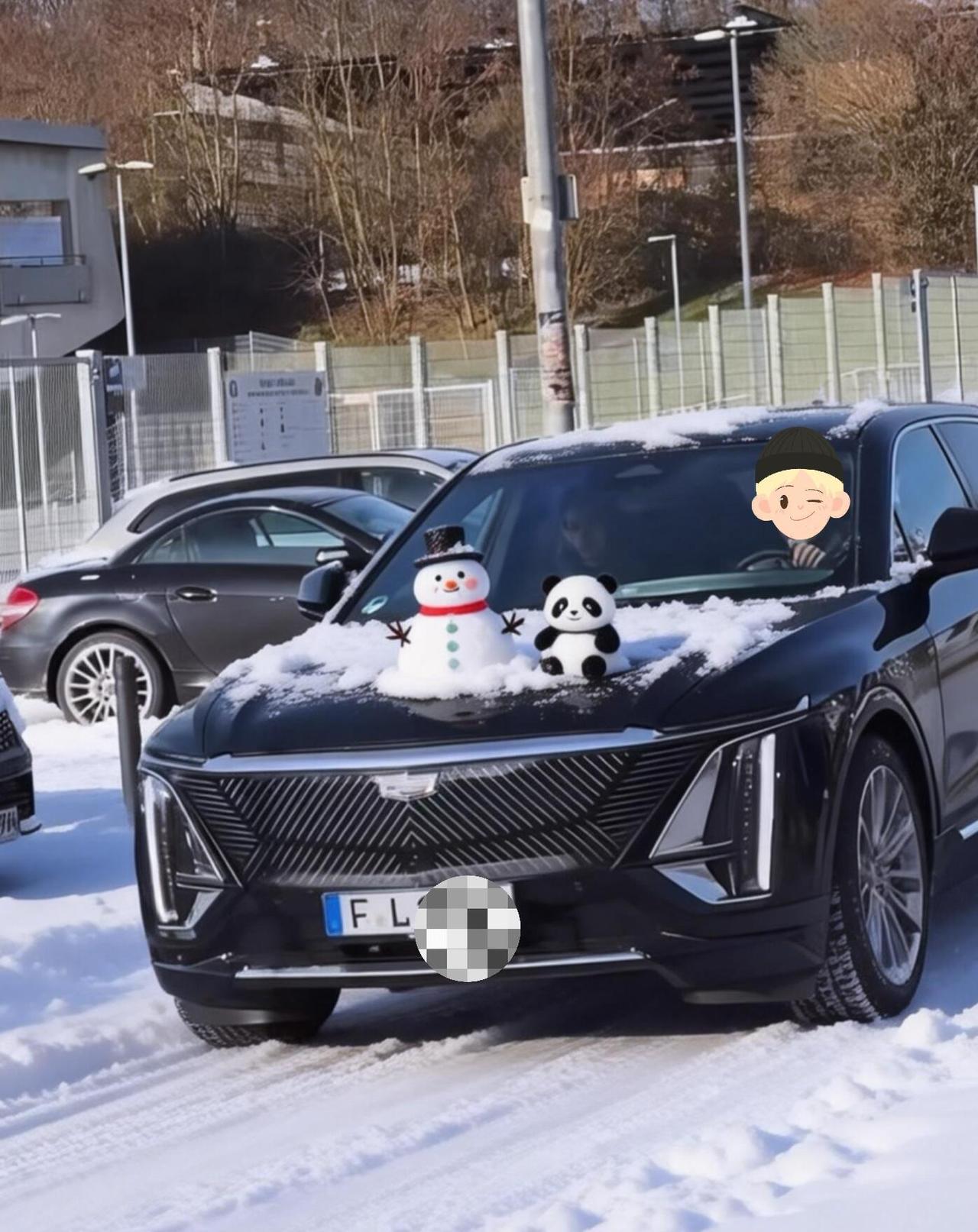 樊振东在德发来的明信片，雪景真的好美，分享车上还有小雪人和小熊猫，这不就是想念我