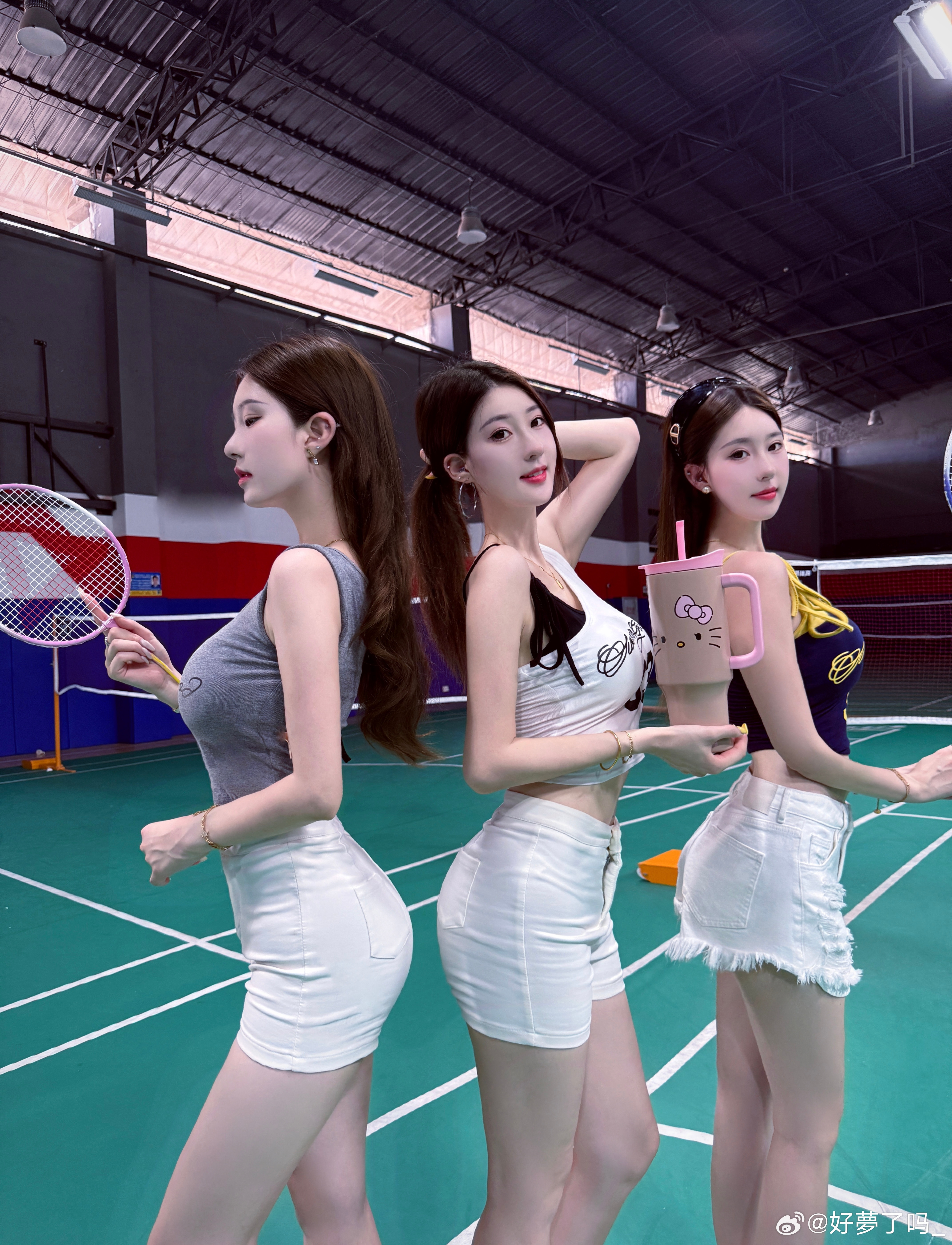 和我的三胞胎姐妹一起打羽毛球的一天🏸姐妹我的日常plog日常穿搭三胞胎碧星梦