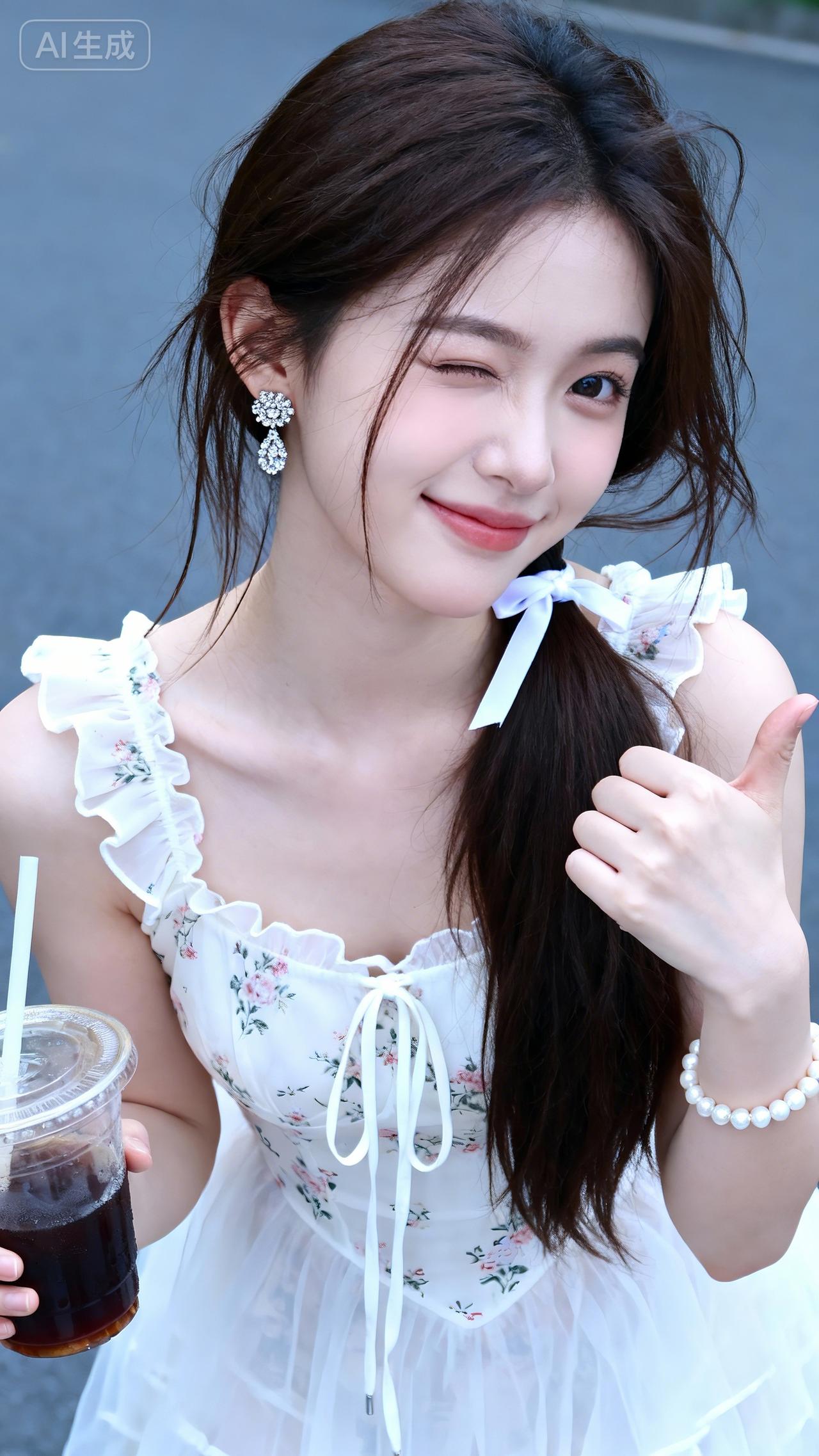 碎花吊带纱裙，甜妹元气感拉满少女感碎花裙薄荷奶绿吊带裙碎花裙白色吊带仙女裙