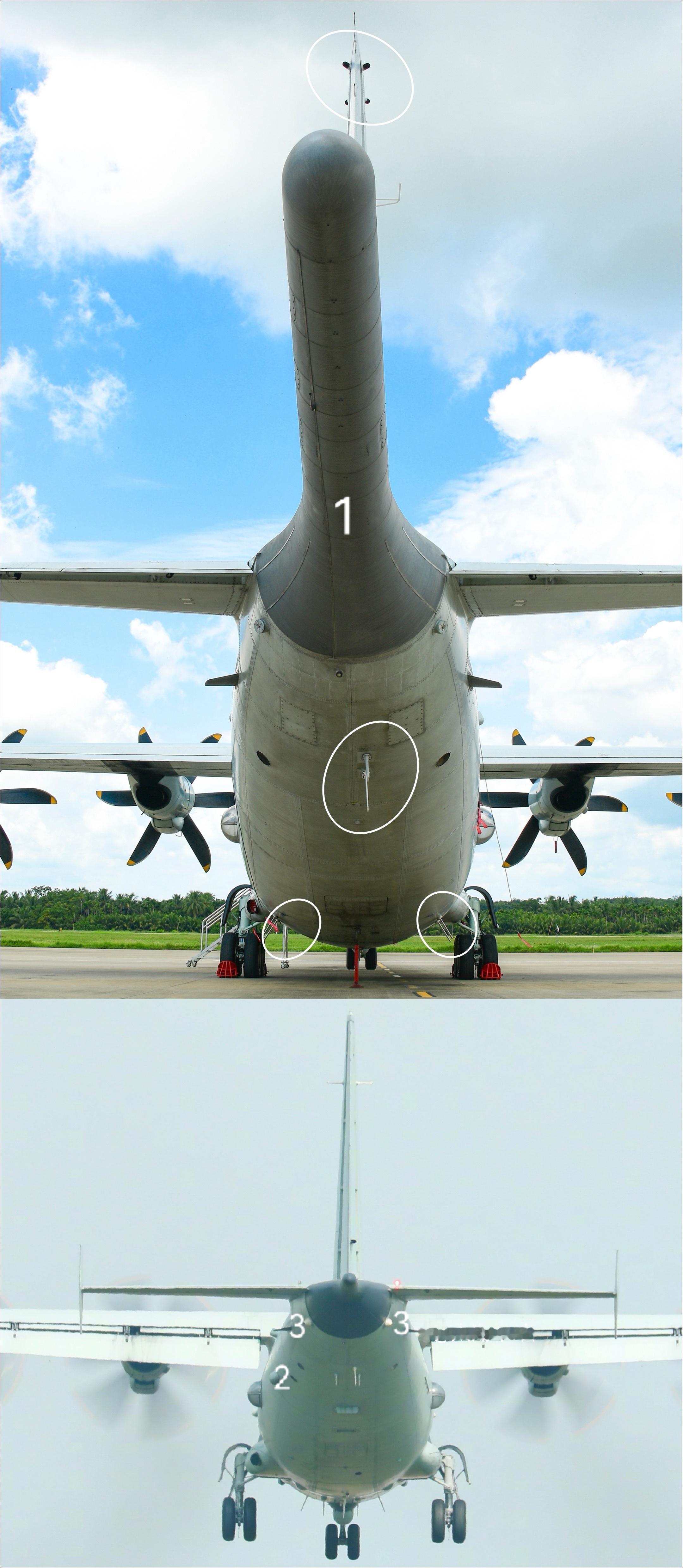 南航某部Y-8/9反潜巡逻机后视图。