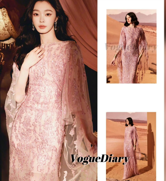 宋轶晒情美照粉色纱裙又仙又欲蝴蝶骨美背若隐若现，简直是落入凡间的仙女，粉色在她