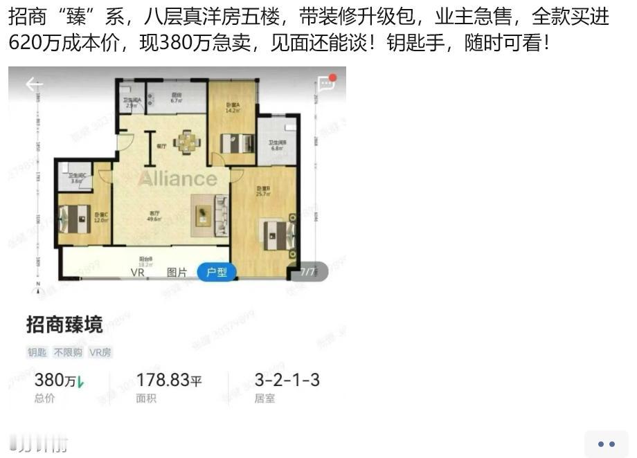 这应该只是个例，是个别现象。合肥一高端改善小区，业主成本价620万买入，现在38