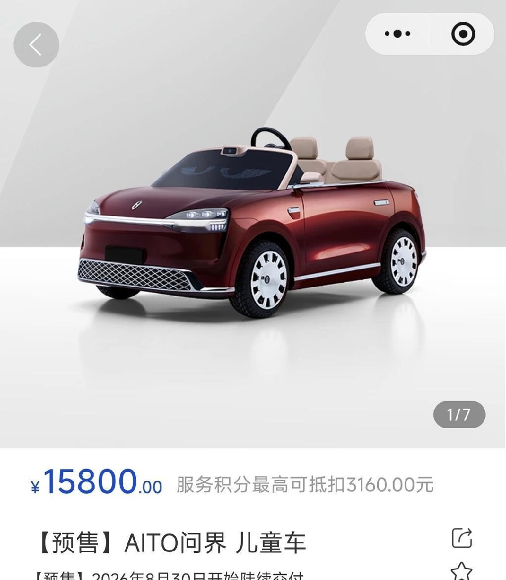 问界的儿童车就卖到了15800元，这价格也太高了吧，就是一个小孩玩的车有必要卖这