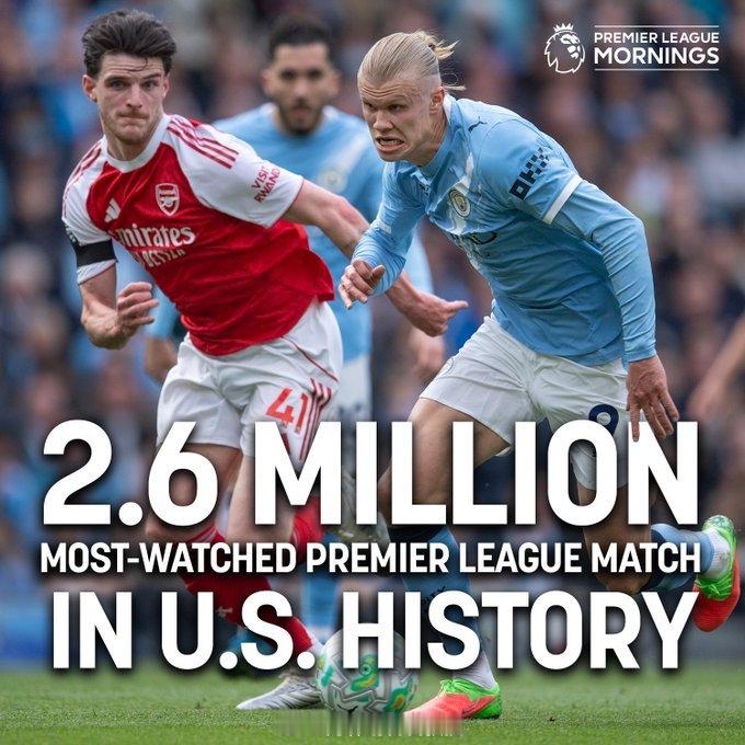 创纪录的260万观众收看，对足球而言，这是一个具有历史意义的周末。周末阿森纳对阵