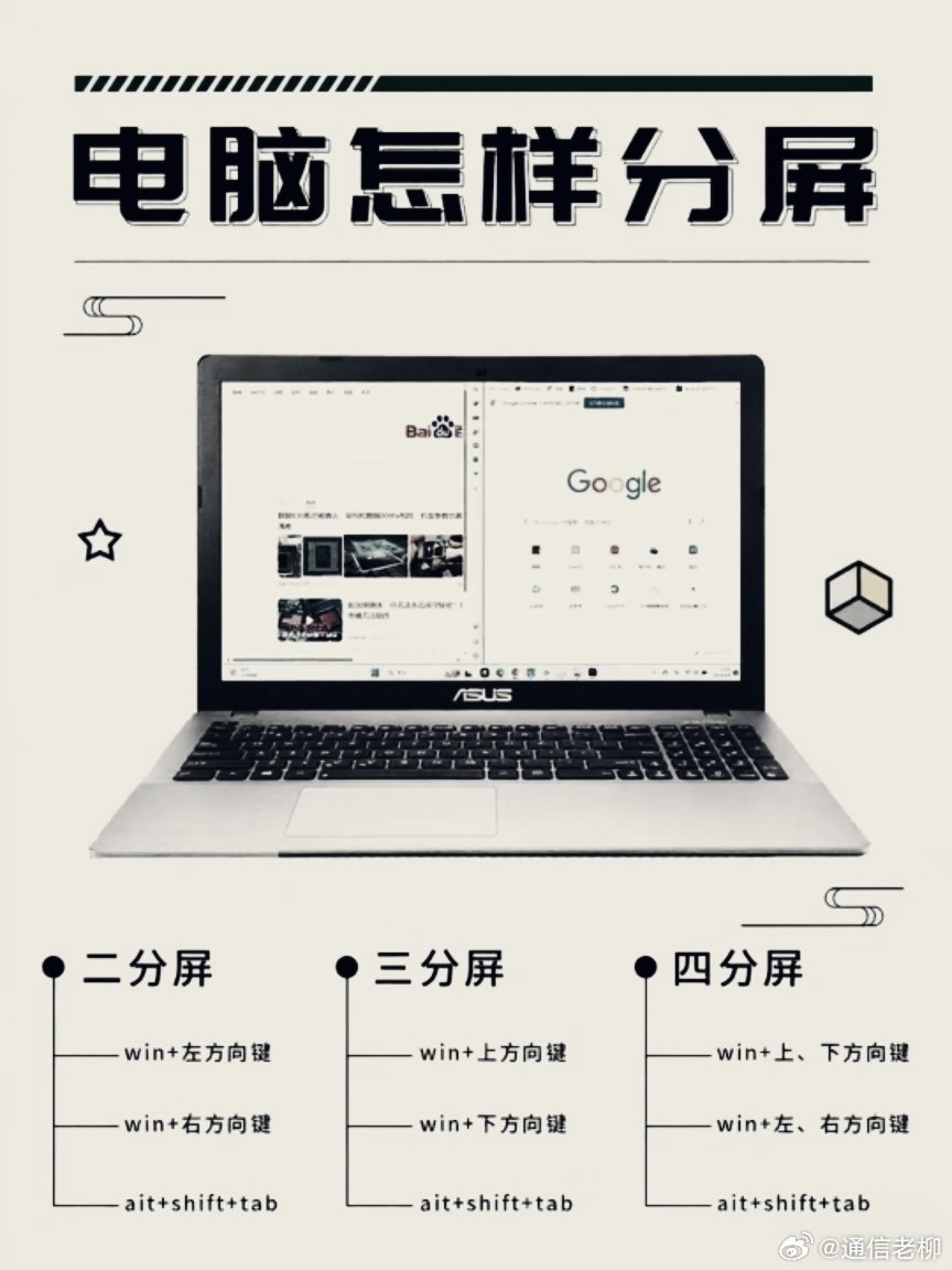 电脑分屏的快捷方式，赶快学起来，试试吧！​​​