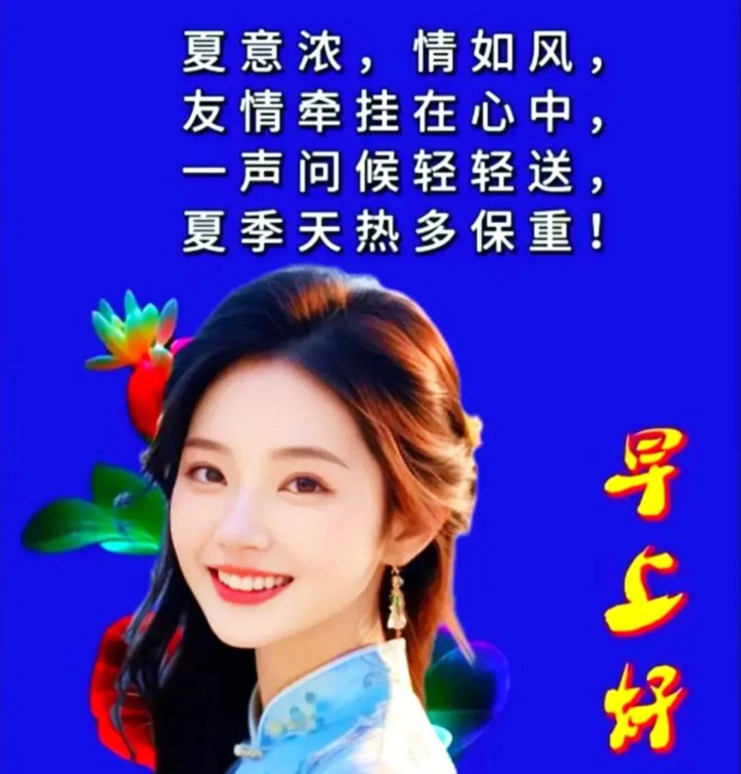 炎炎夏日送清凉，茶香慢品沁悠长；愿君夏爽多惬意，平安喜乐岁安康！
