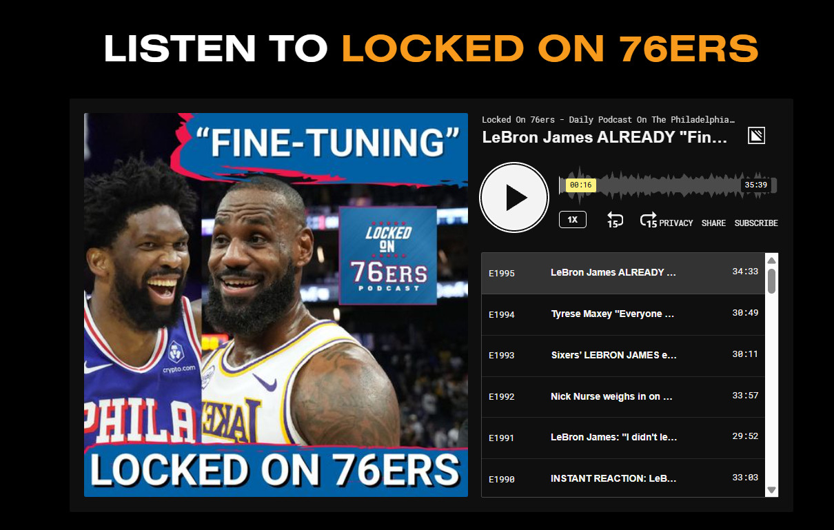 76人记者KeithPompey在《LockedOn76ers》节目中谈到