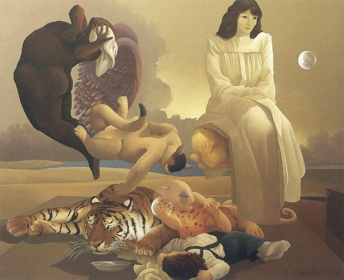 美国著名奇幻题材画家、雕塑家MichaelParkes（1944-）1978年