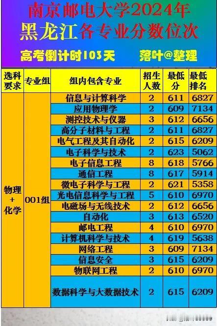 南京邮电大学2024年黑龙江省本科批次录取分数线。