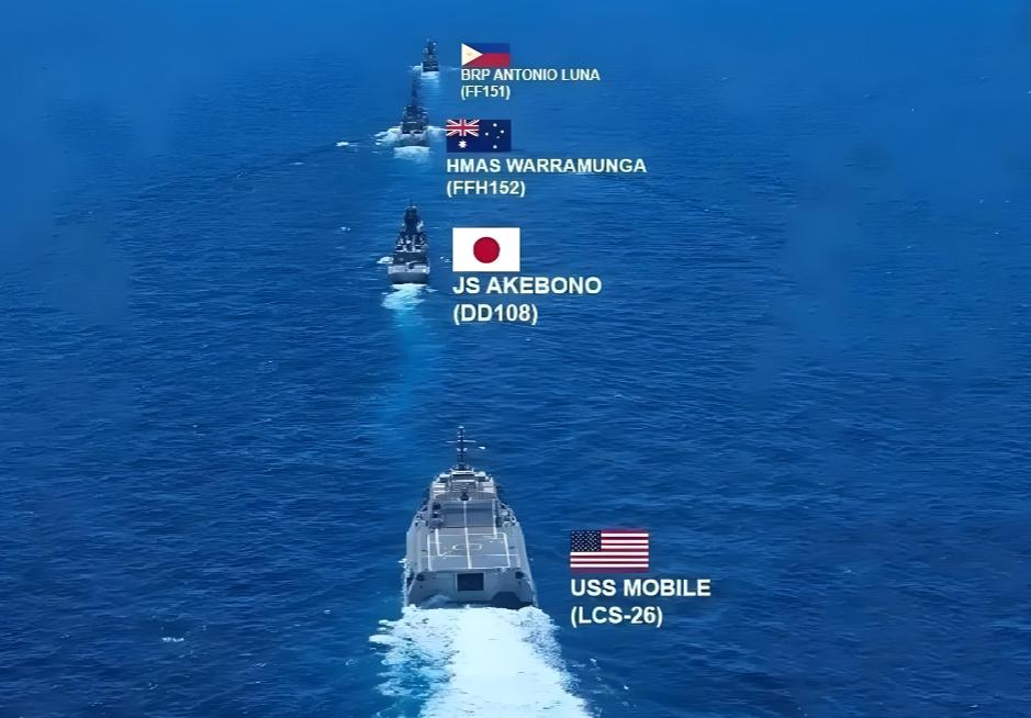 七国联军南海耀武扬威，中国双航母战斗群直接碾压！4月20号，美、日、菲