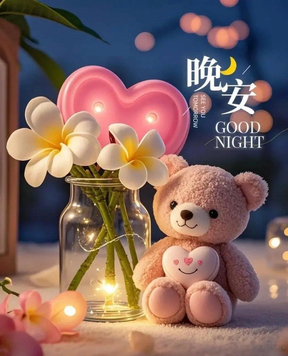 晚安晚安ɢᵒᵒᵈɴⁱᵍʰᵗ✩🌕ིྀ送上一副祝福，一天时间又过去，