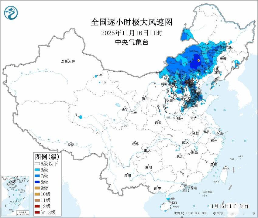 【大风降温】今天受到寒潮影响，北方多地出现大风降温。内蒙古巴林左旗出现10级阵风