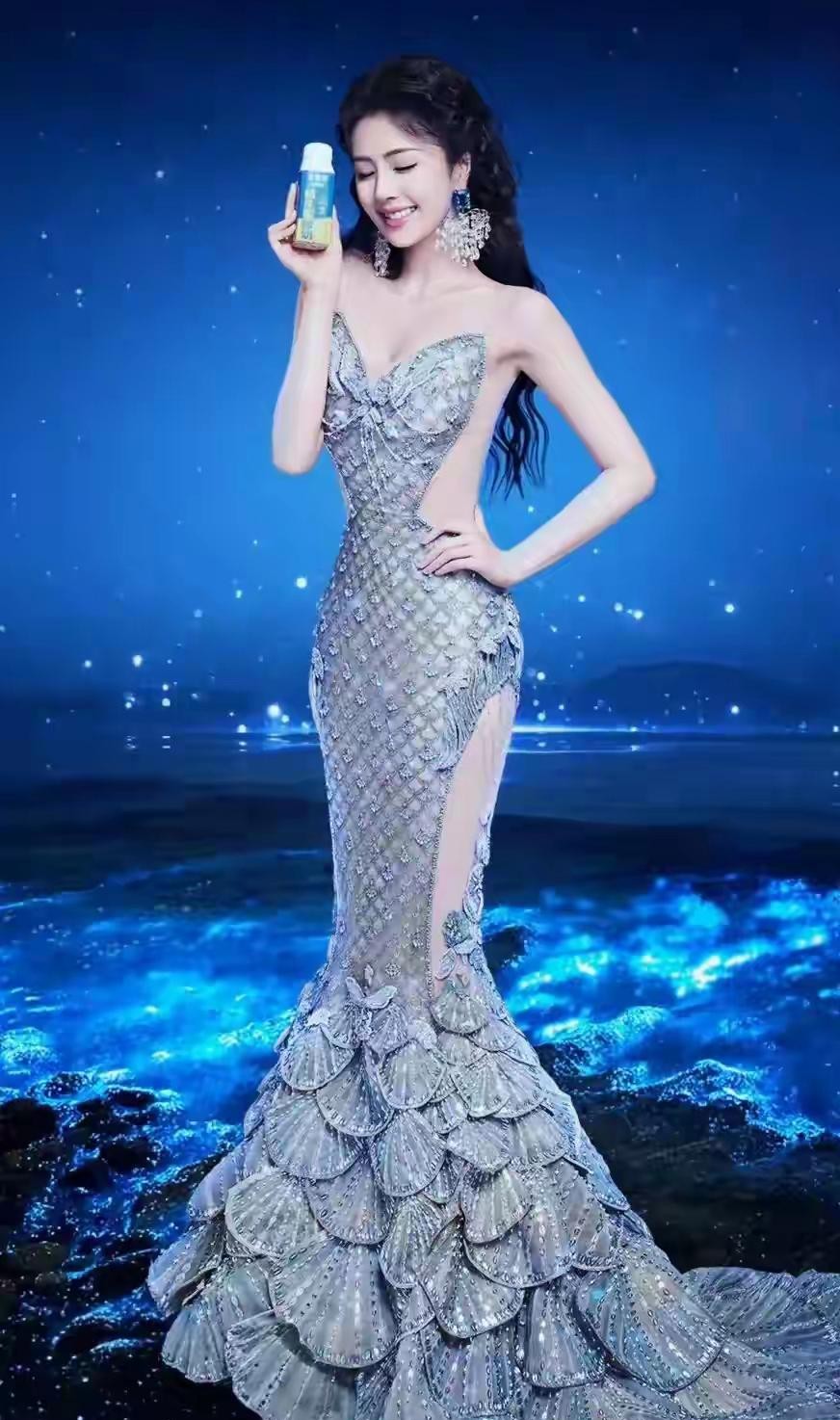 近日娱乐圈当红小花白鹿官宣了新的代言，同时也解锁了全新的美人鱼造型。宣传视频中，
