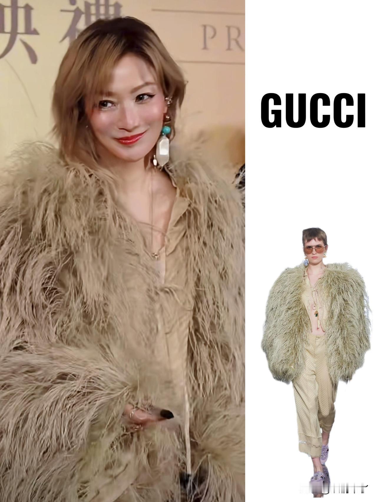 Sammi郑秀文，夜王澳門首映，身穿cucci皮草，状态真的太好了，根本不像五