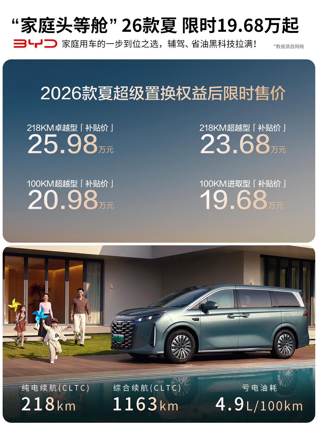 2026款夏正式上市，限时置换价19.68—25.98万元，以中级SUV价格带来