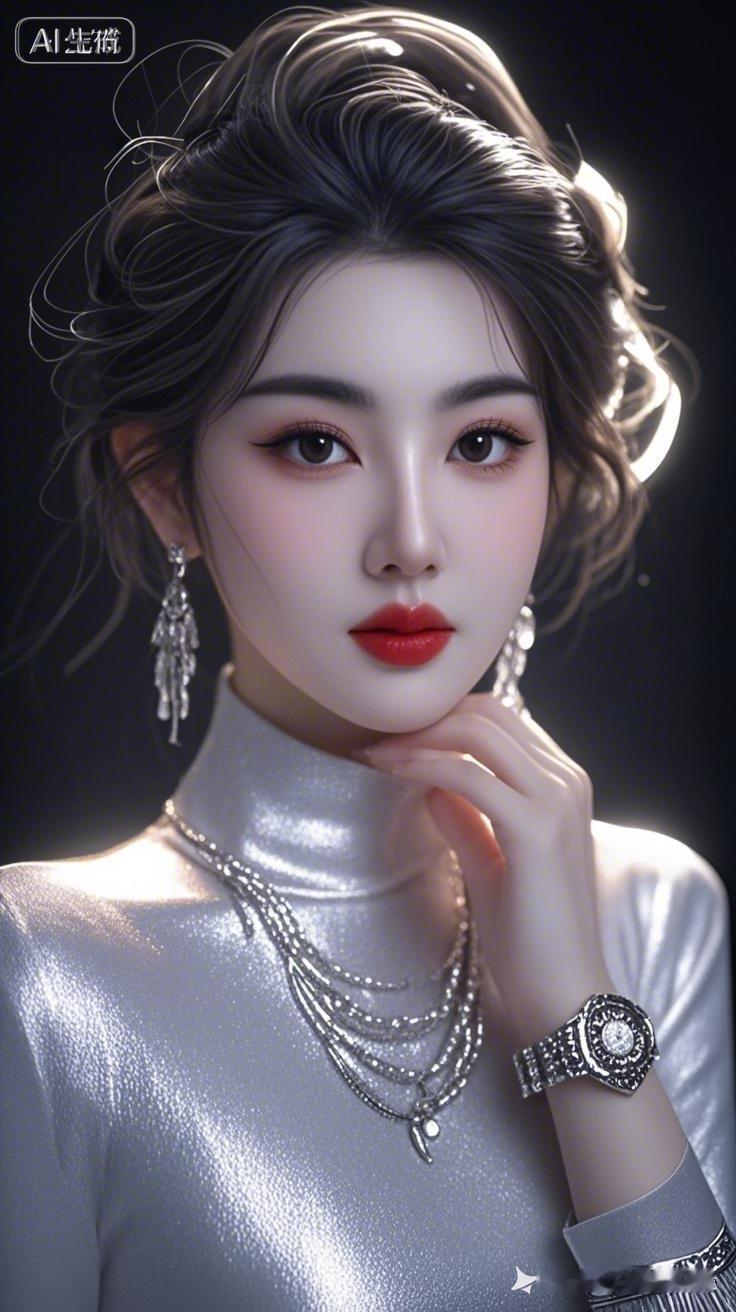 优雅红唇，闪耀珠宝，尽显高贵气质！