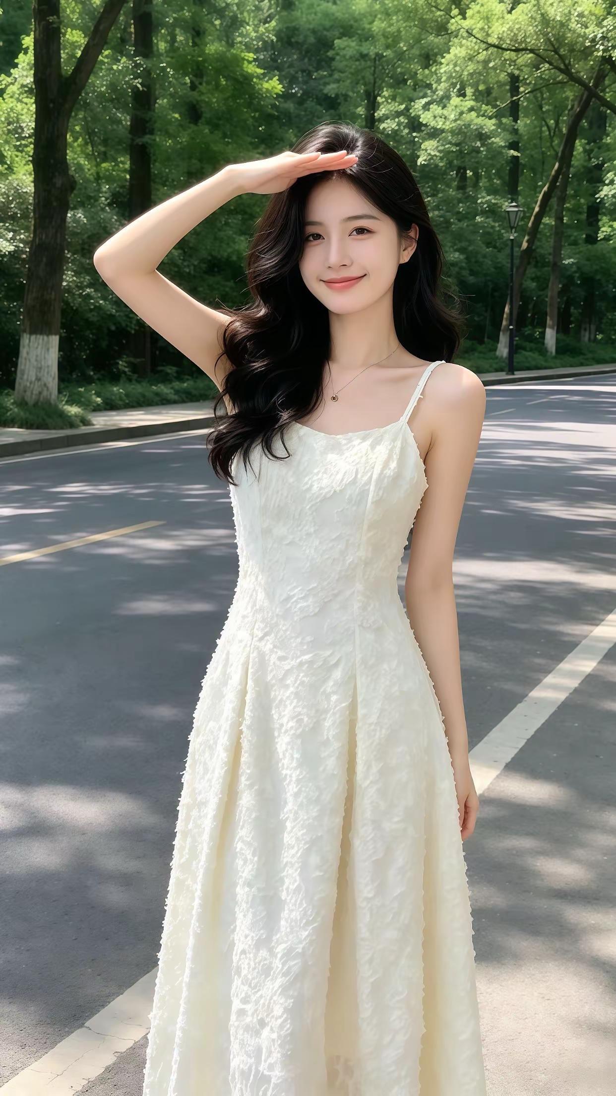 奶黄提花V领长裙，泡泡袖+收腰大摆，遮肉显白，法式氛围感拉满，度假约会都适配✨展