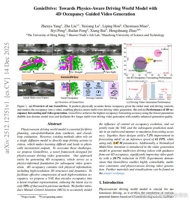 刚看到篇华为公开不久的论文，是关于一种全新的名为GenieDrive的新型自动驾