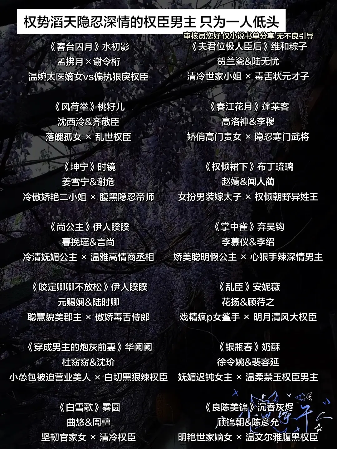 权势滔天 隐忍深情的权臣男主只为一人低头。