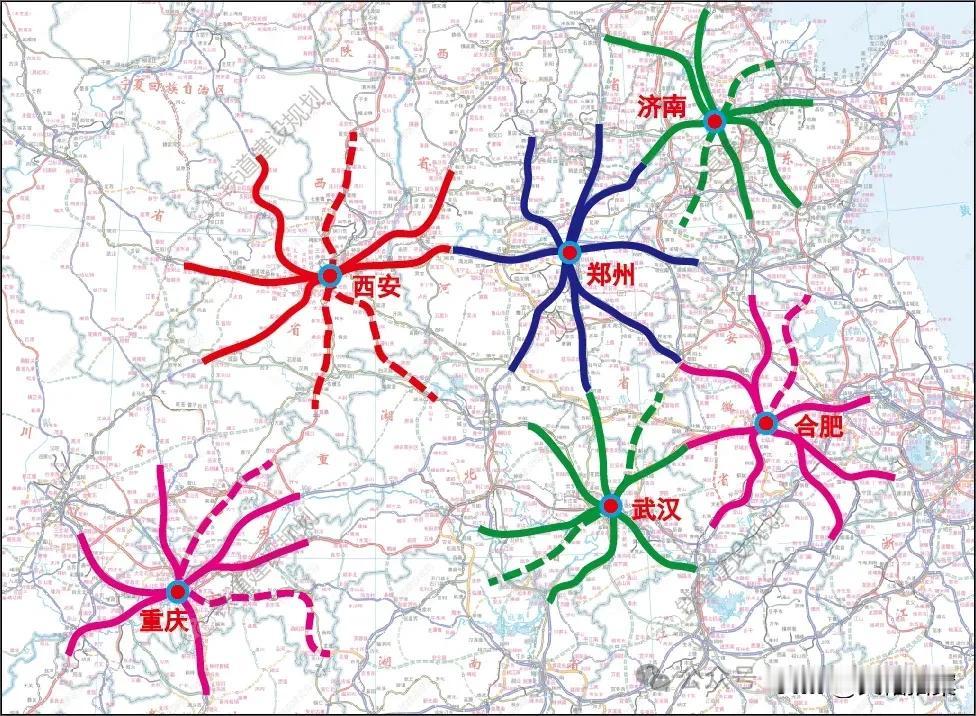 我国未来可以达到米字型高铁枢纽的城市，只有六个，分别是郑州、合肥、重庆、西安、武