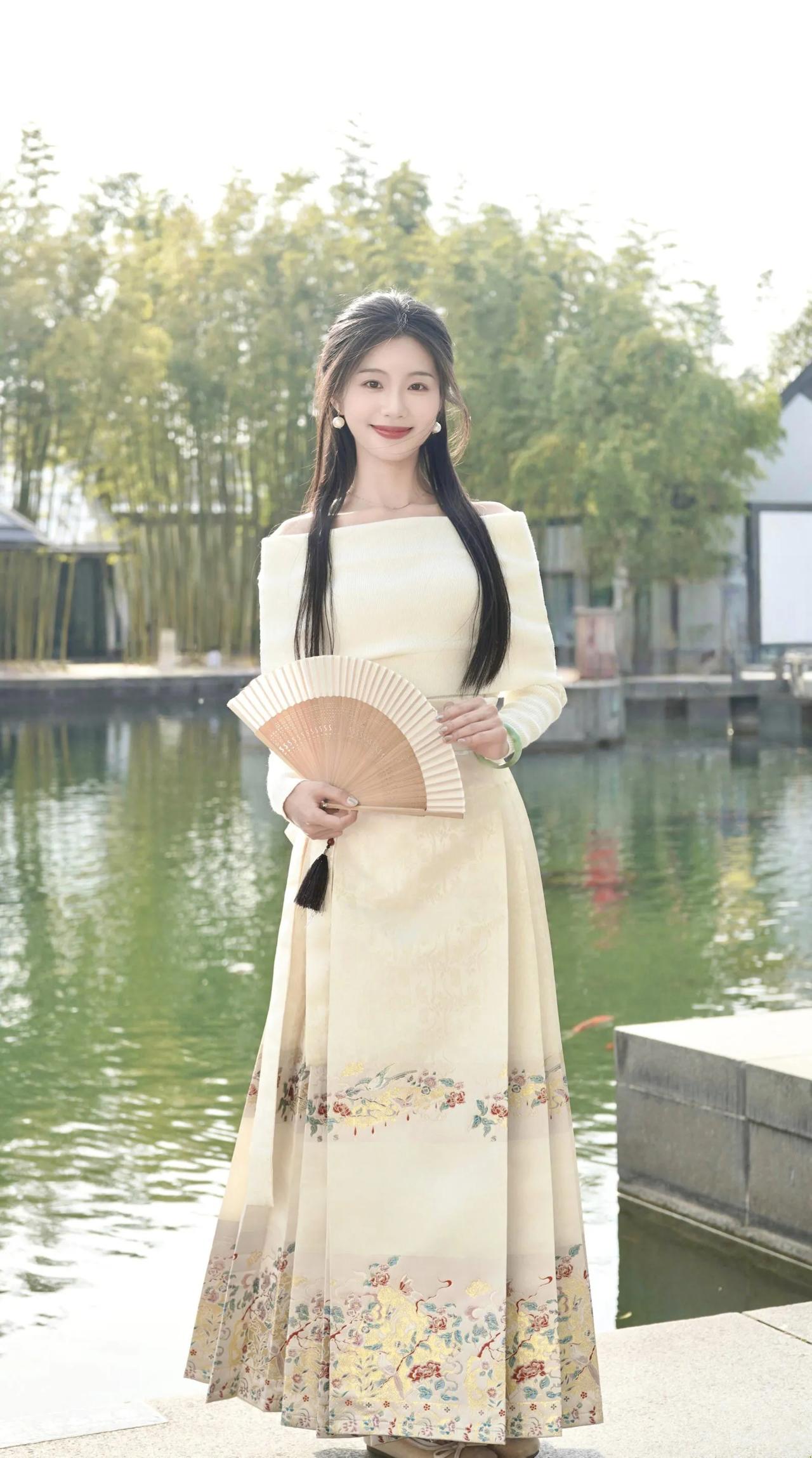 竹林映影风动轻纱古韵悠长水纱美人韵复古马面裙