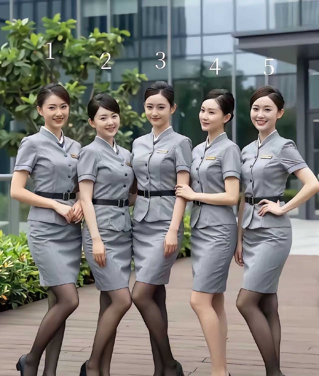 这五位空姐，颜值和身材都是挺吸引人的，确实很有魅力。如果选女朋友，你会选几号呢？