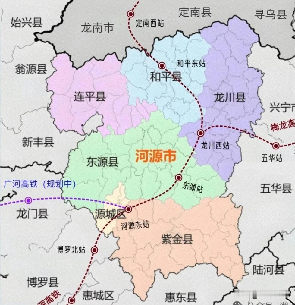 河源理应再增一条高铁。当下，河源已通车的高铁有赣深高铁和梅龙高铁，设有龙川西站、