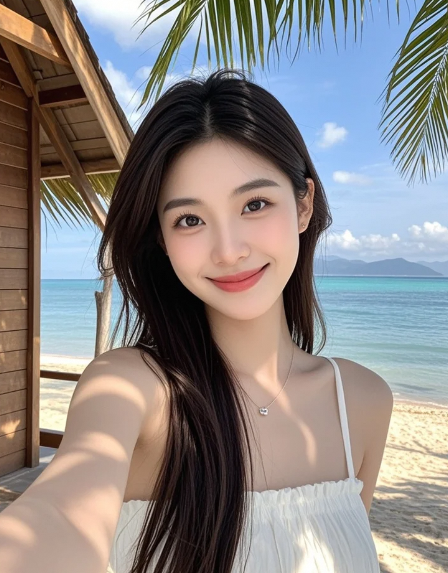 长发+蓝天+我，这样的我，你心动了吗？