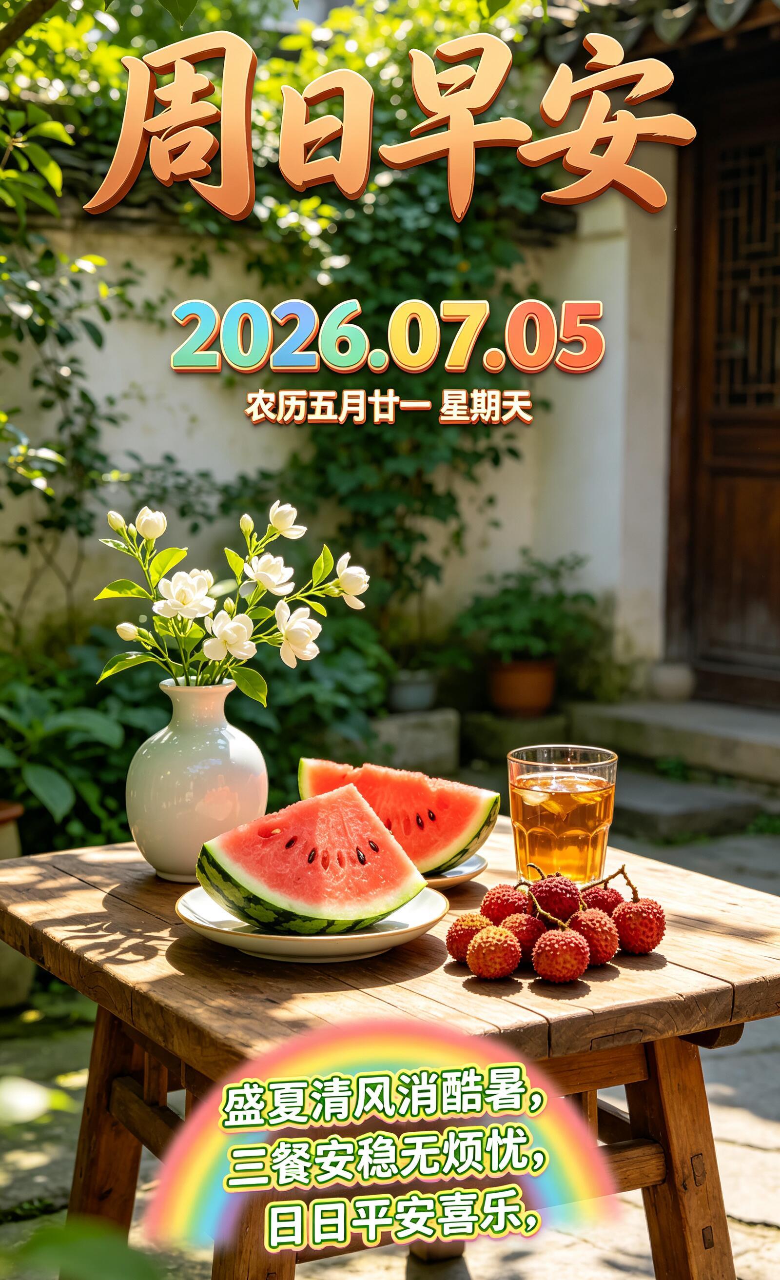 2026.7.5周日早安祝福图片海报壁纸拿图吱一声噢～