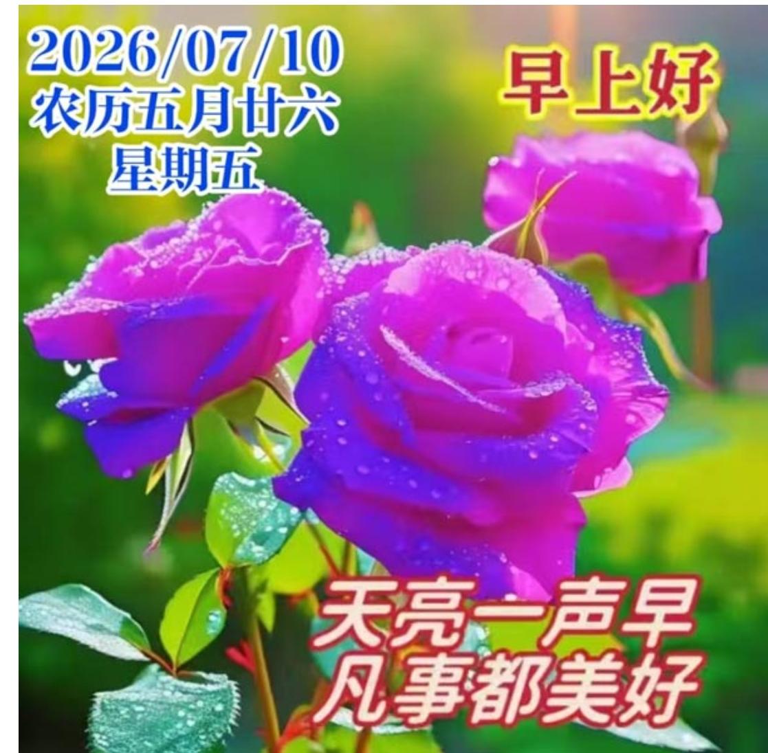 夏晨问候喜洋洋，真心祝福送好友；夏季到来天转热，心静则凉乐悠然；天气炎热
