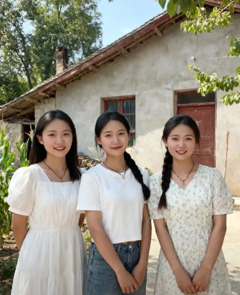 农家姐妹三个人，你觉得谁才是最漂亮的那个人？