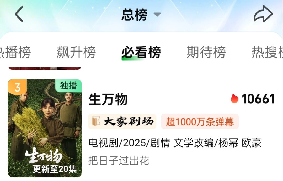 8.18生万物酷云收视率持续爆走：三集峰值均破3！第16集：峰值3.0804平