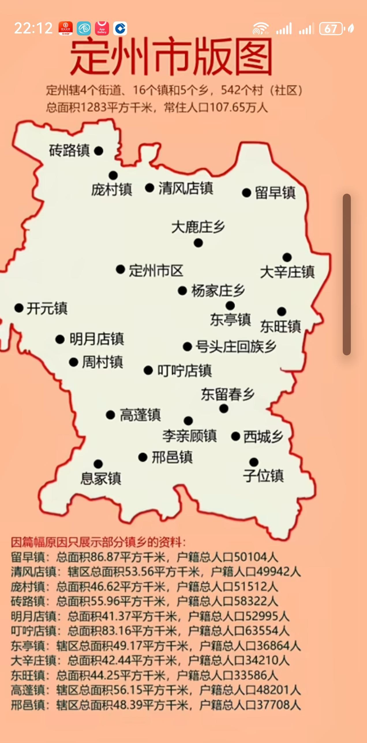 定州的面积，人口与乡镇名称！[赞]定州现在是直属省会，与