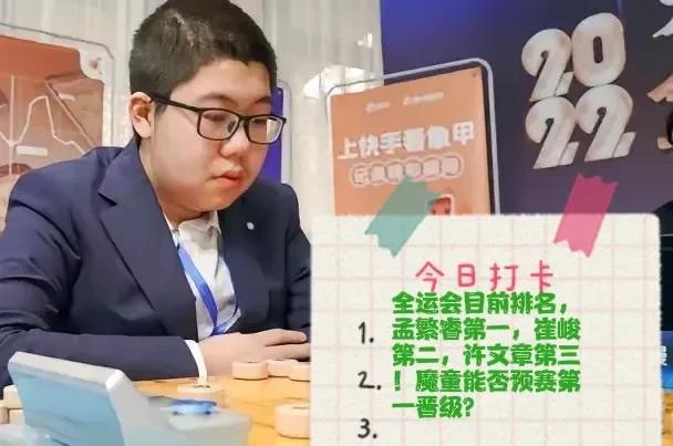 2025全运会目前排名，孟繁睿第一，崔峻第二，许文章第三！魔童能否预赛第一晋级？