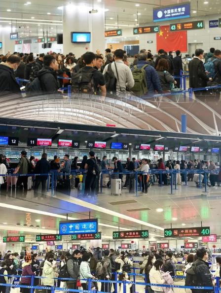 非去不可吗？ 日本记者于浦东机场目睹令人震撼的场景：前往日本的值机区域，中国