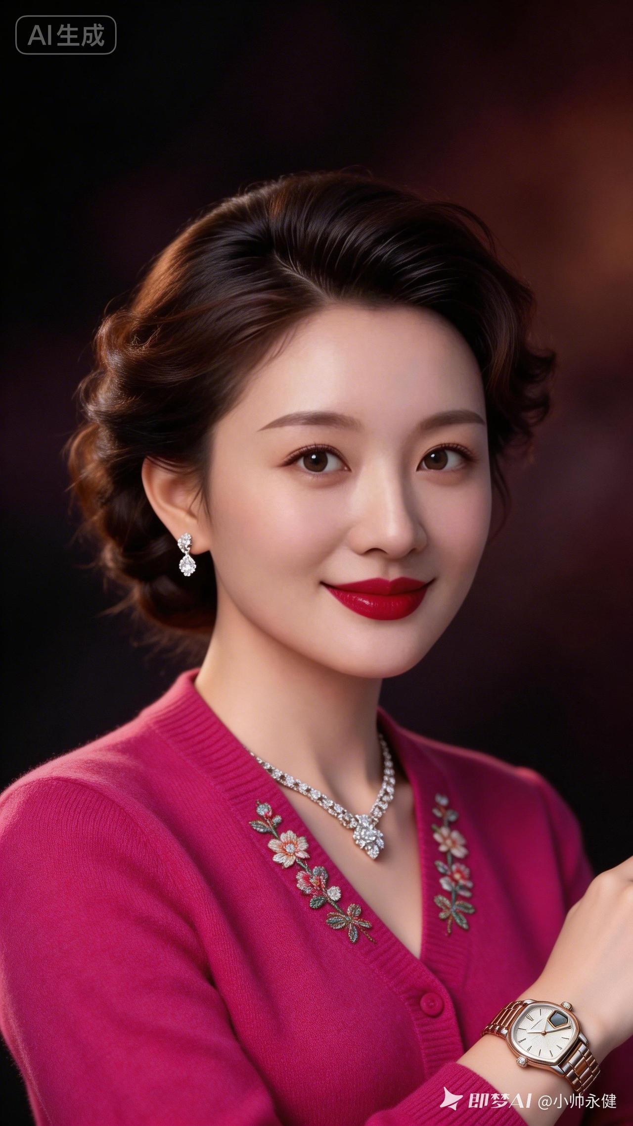 优雅红唇，精致妆容，闪耀珠宝，尽显女性魅力！