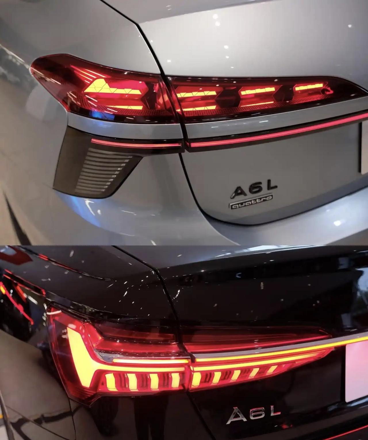 新老款奥迪A6L的尾灯和轮毂对比图来了，虽然新款科技感强很多，曲面加工要求也更高