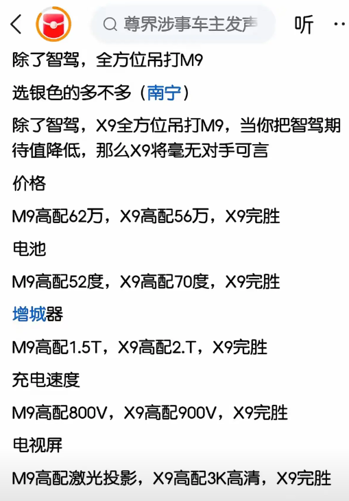 谁也没想到，M9已经成了友商们的最难搞的对手了！无论是电池、续航、800V平台