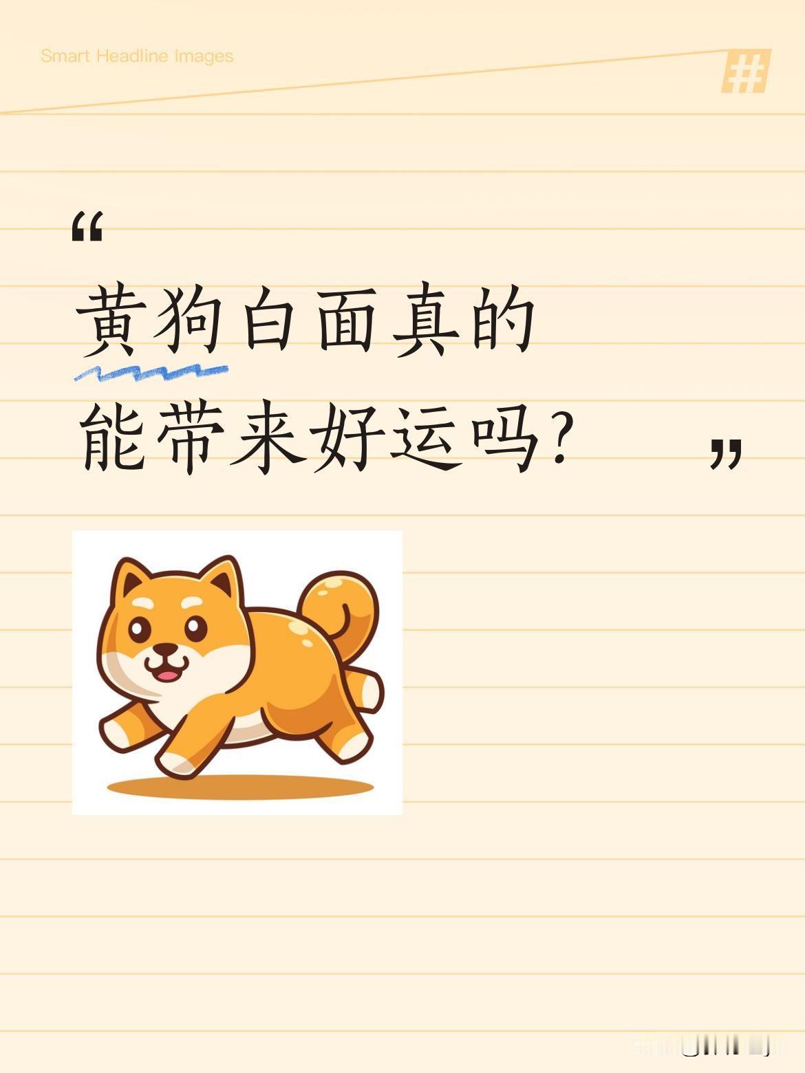 黄狗白面真的能带来好运吗？最近有网友分享自家中华田园犬，配文