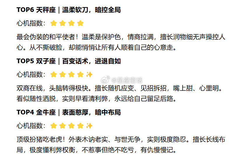 12星座心机排行榜⚠️一个比一个藏得深！狠人都在前列：星座摩羯座白羊座​​​