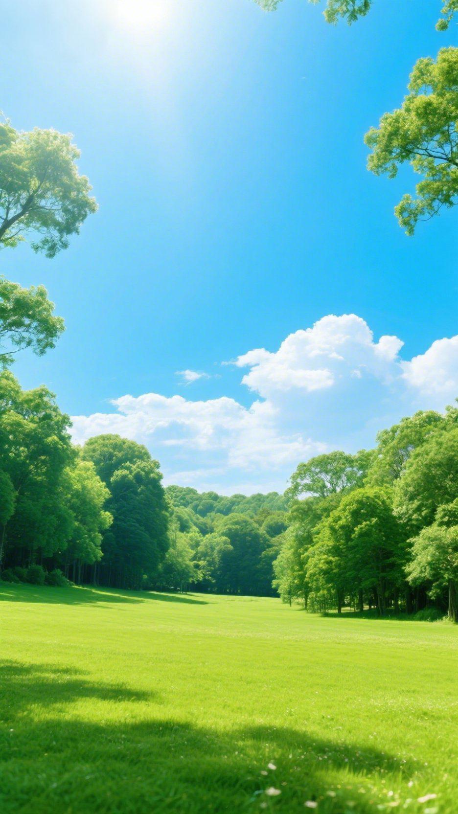 夏日林间的治愈时刻夏日的阳光把天空洗成了透亮的蓝宝石，大朵的白云像棉花糖般