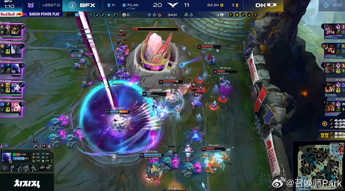 Park刚拍完证件照就看到BFX赢了DK，2-0拿到三个赛点，打得不像是一个队的