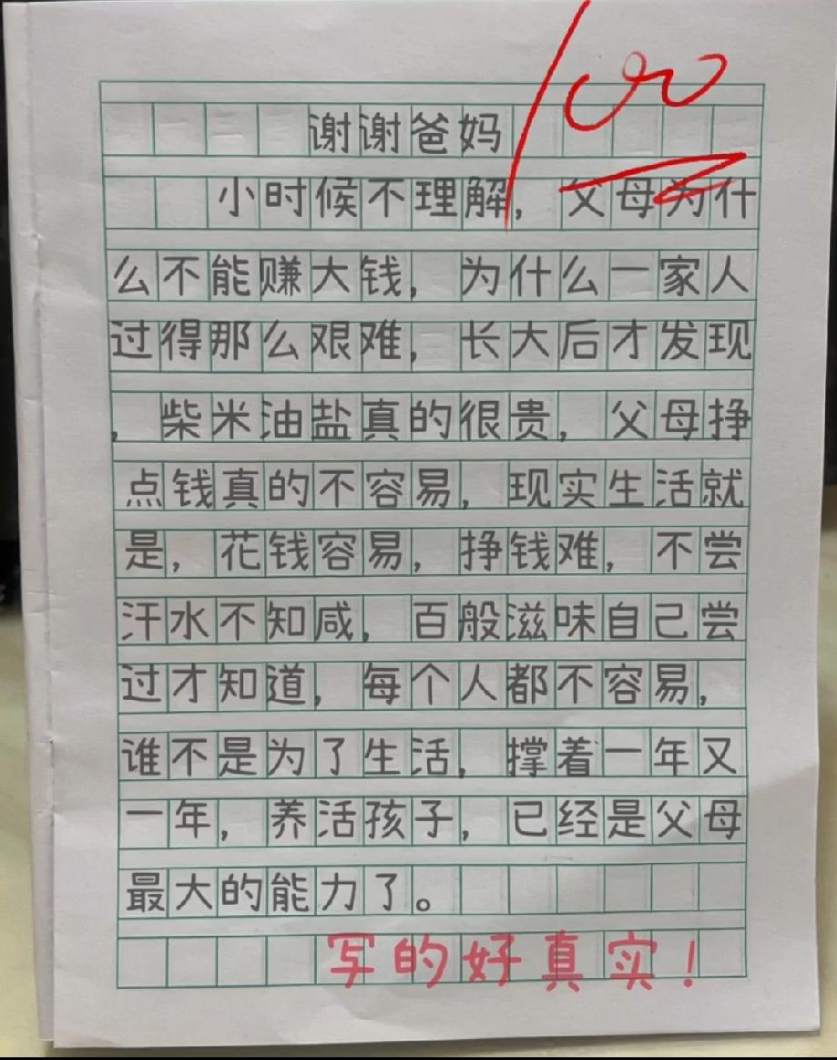 被这篇满分作文戳中：小时候嫌父母赚不到大钱，长大才懂他们的难！