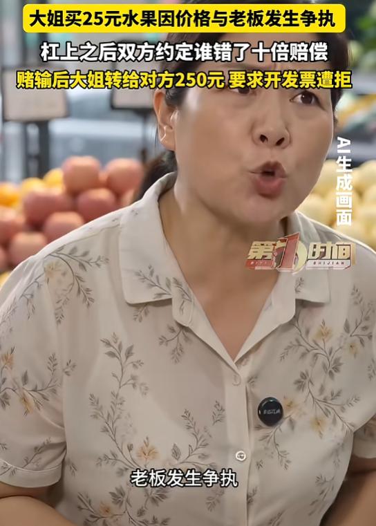 “玩不起别玩！”9月13日报道，浙江平湖，一大姐花25元买香蕉，她认为老板算错价