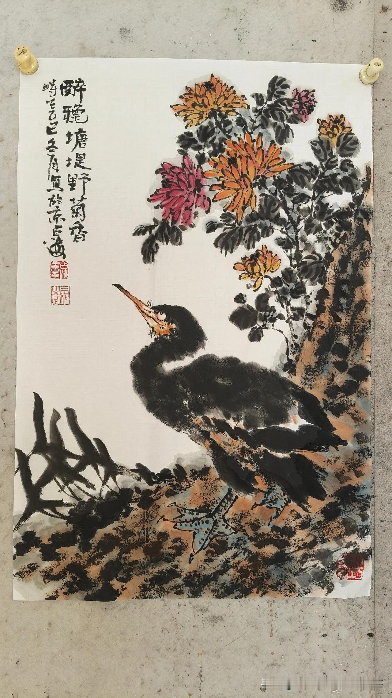 王占海老师画的花鸟画，幅幅充满有生活气息，富有野趣，来源于作者对生活的认真观察而