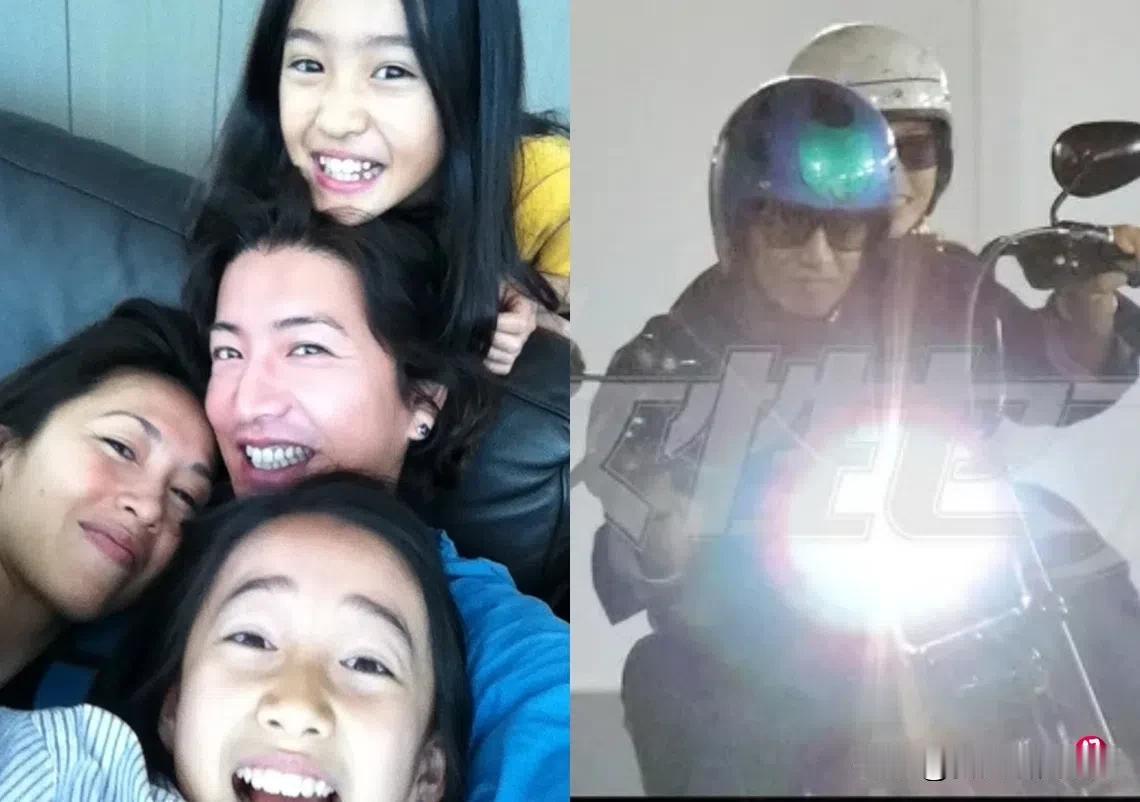 木村拓哉53岁生日全家福曝光电单车载爱女酷倒380万网民木村拓哉两爱女晒全家