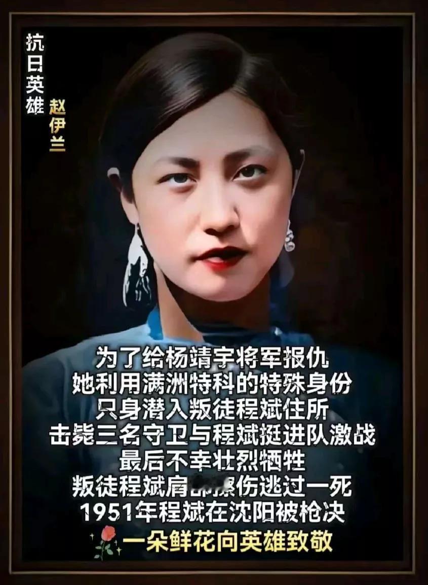 抗日英雄赵伊兰，为了给杨靖宇将军报仇，她利用满洲特科的特殊身份，只身潜入叛徒程斌