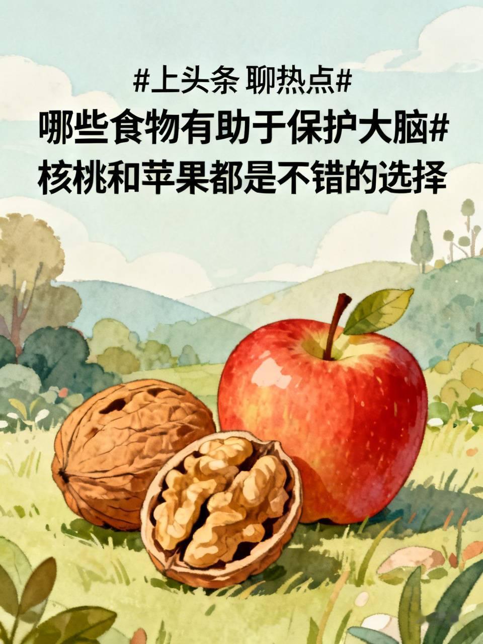 核桃和苹果确实是很好的选择，它们分别代表了坚果和水果中对大脑有益的类别。保护大脑